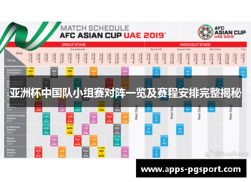 亚洲杯中国队小组赛对阵一览及赛程安排完整揭秘 亚洲杯中国队小组赛对阵一览及赛程安排完整揭秘